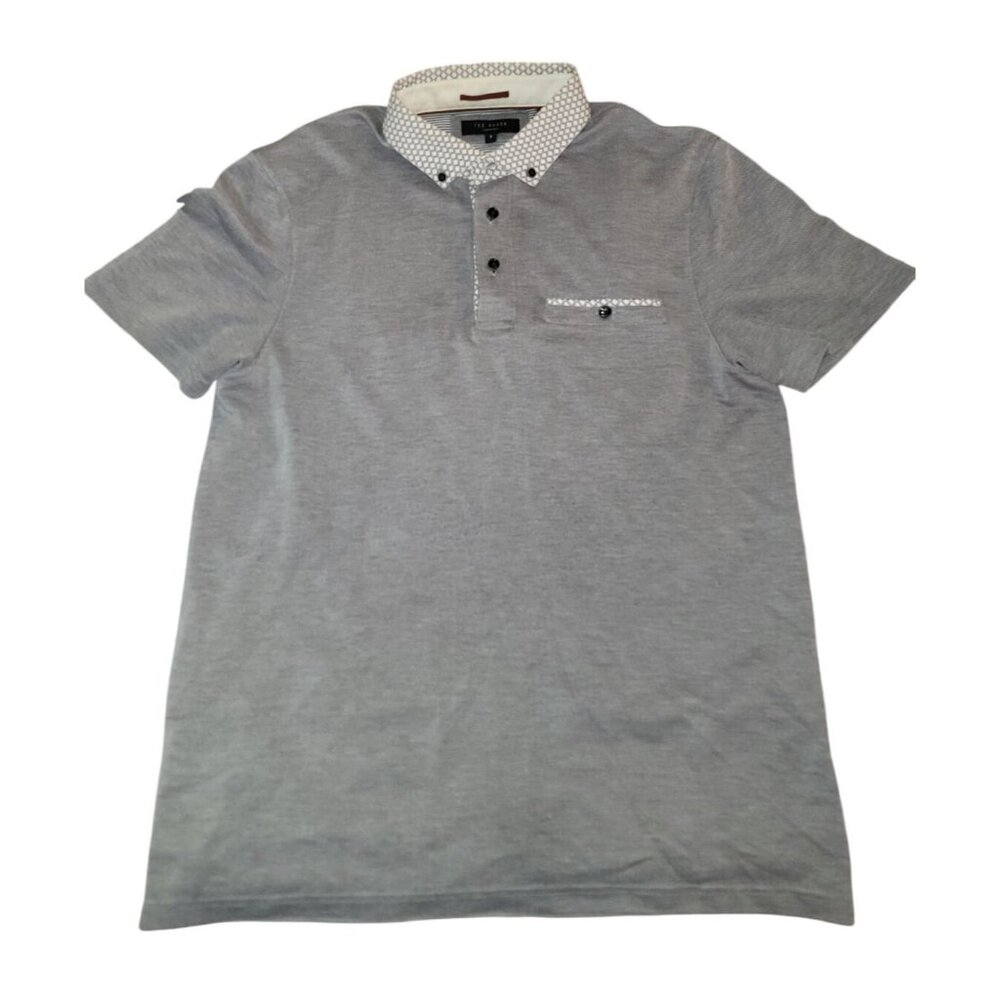Ted Baker Mens Polo Shirt Size 3 Gray Short Sleeve